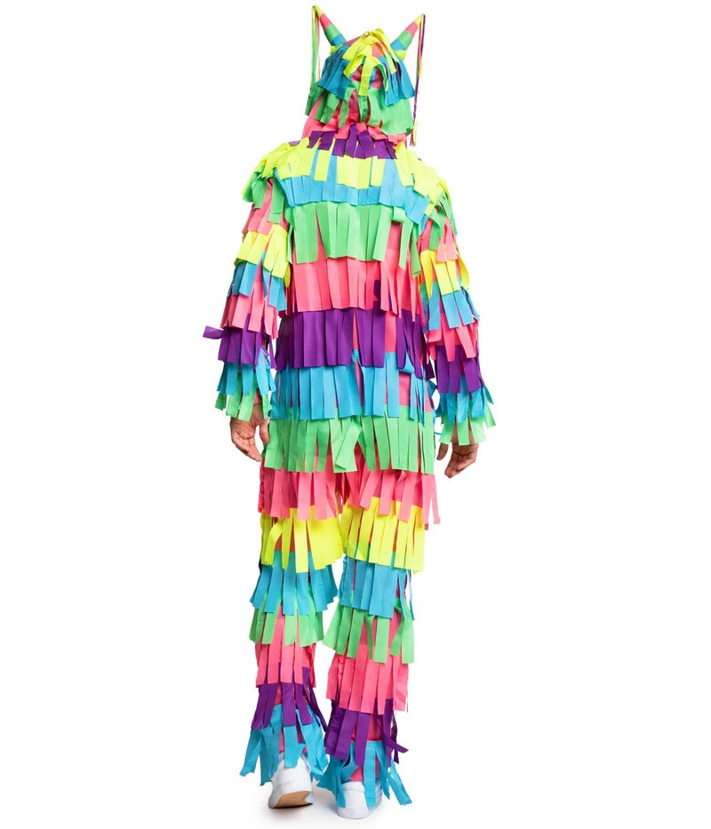 Tipsy Elves Halloween Costumes for Men - Bright Multicolored Pinata Jumpsuit Funny Halloween Costume Adult Onesie - Full Zip Mens Hooded Jumpsuit With Pockets Colorful Attached Streamers Size Medium - Image 2